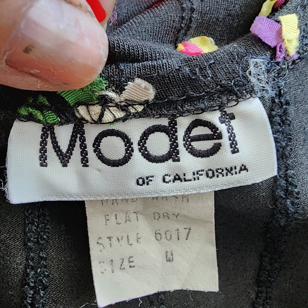 VINTAGE 70s 80s Modet of California black sheath BOW MINI dress women's Med - Picture 4 of 11